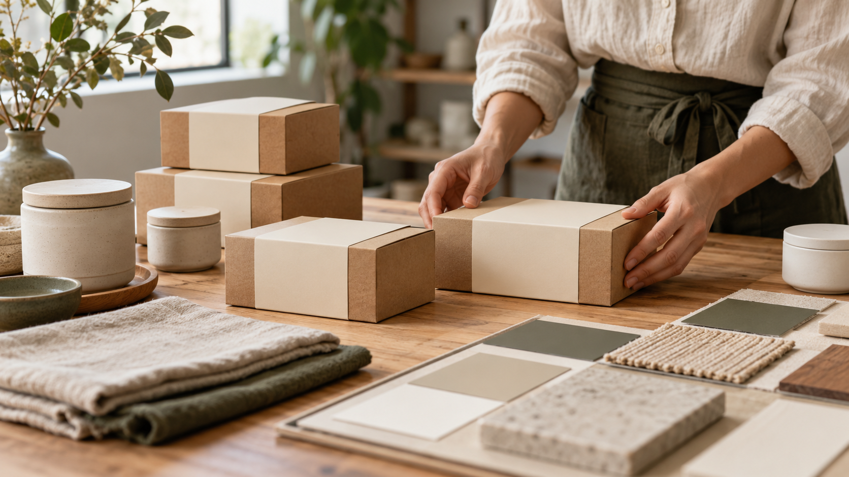 Coordinated packaging and materials for a consistent brand